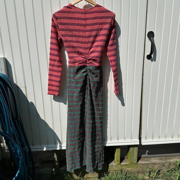 Rachel Comey Lamarr Dress Green Multi Stretchy Stripe Seersucker Size 6 NWT $595 - Picture 7 of 16